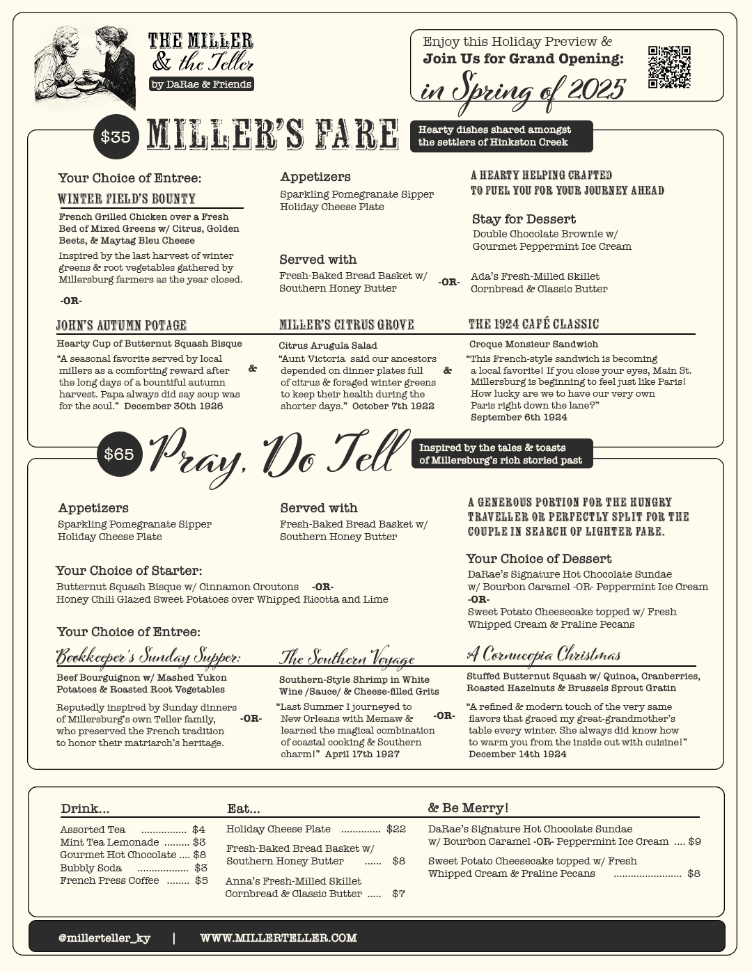 The Miller and the Teller - Millersburg Kentucky Restaurant